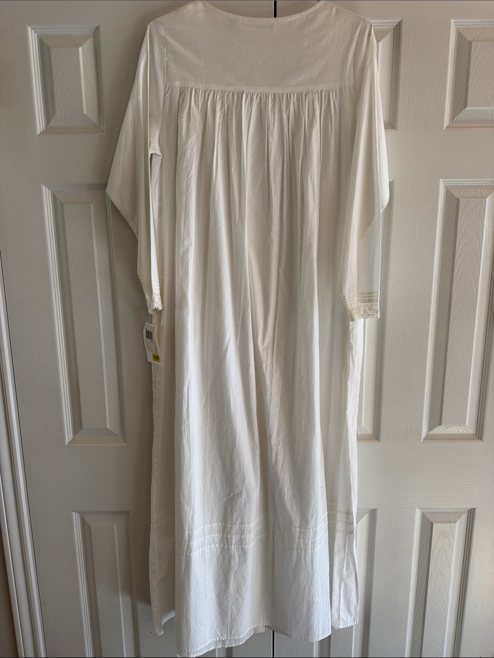 Vintage 90s, Eileen West White Button-Front Long Nightgown with Lace Yoke, Sz S - Picture 2 of 9